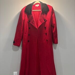 Le Chateau Elegant Red Coat with Black Accents